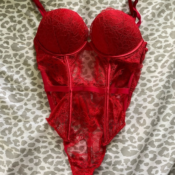 Victoria’s Secret Red Lace Bodysuit - Picture 1 of 3